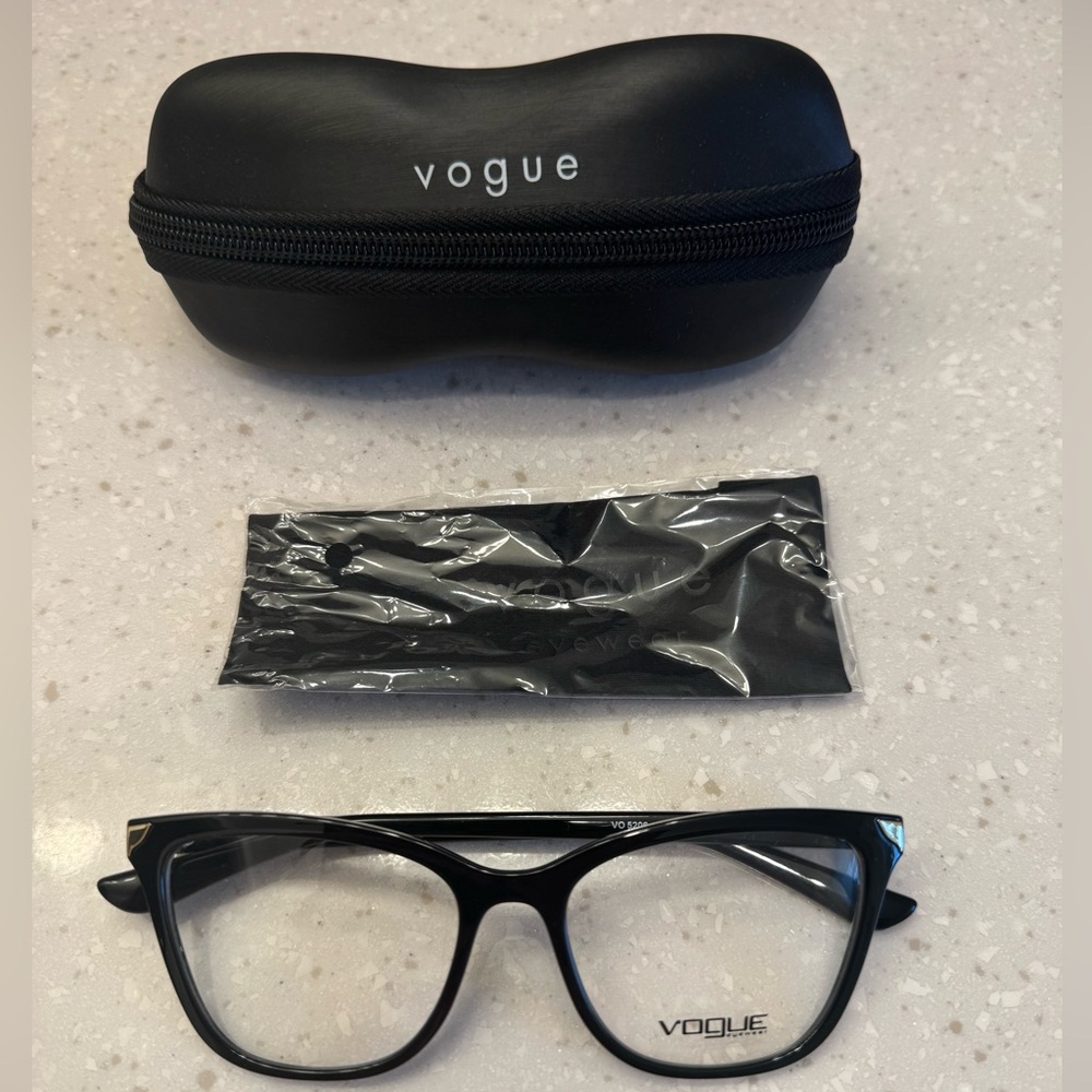 Vogue Cateye Eyeglasses Frame VO 5206 W44 53-17-140 Plastic Retro Punk Black
